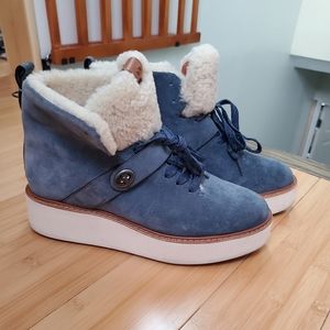 COACH suede and shearling hikers booties size 10